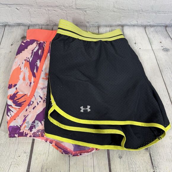 Under Armour Shorts Women Medium Multicolor Run Gym Fly By Perfect Race 2 PC - Picture 1 of 16
